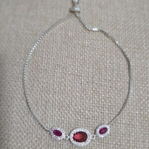 Elegant Silver and Ruby Gemstone Bracelet